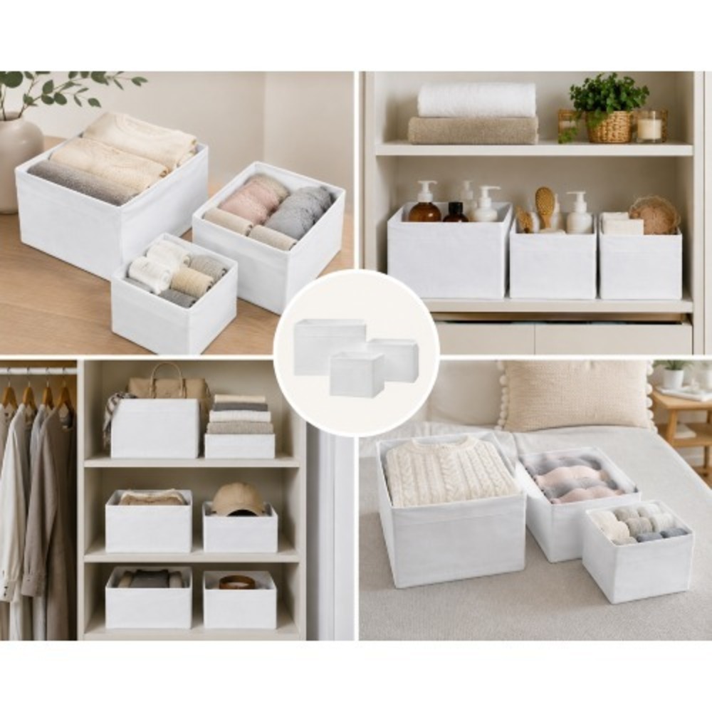 IKEA SKUBB Modern Drawer Organizer Set of 6 – White Foldable Storage
